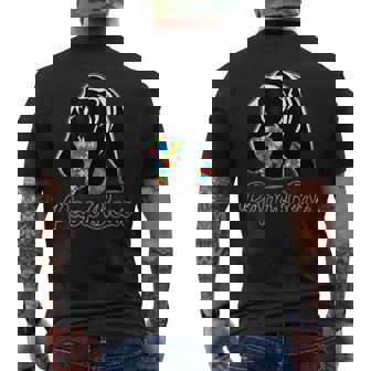 Proud Dad Papa Bear Autism Awareness Autism Matching Family Men's Back Print T-shirt | Mazezy