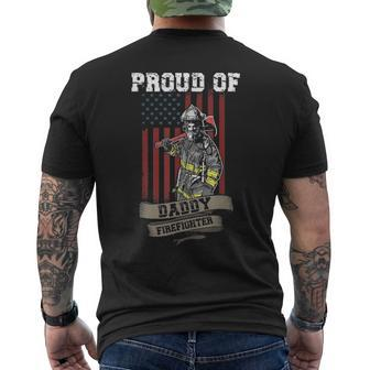 Proud Of Daddy Firefighter Fathers Day Dad Hero Men's T-shirt Back Print - Seseable