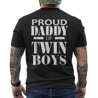 Proud Daddy Of Twin Boys Twins Dad Father Men's Back Print T-shirt | Mazezy