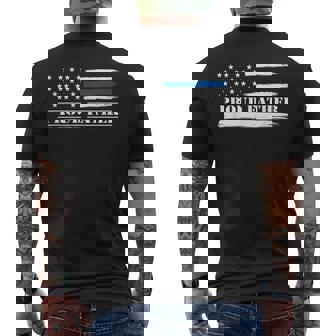 Proud Father Thin Blue Line Police Usa Flag Gift Mens Back Print T-shirt | Mazezy