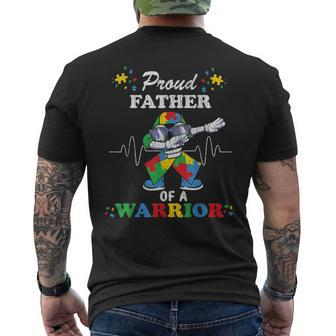 Proud Father Of A Warrior Autistic Kids Autism Awareness Dad Men's T-shirt Back Print - Seseable