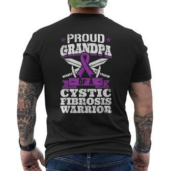 Proud Grandpa Of A Cystic Fibrosis Warrior Awareness Ribbon Men's Back Print T-shirt | Mazezy
