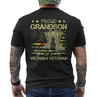 Proud Grandson Of A Vietnam Veteran American Flag Mens Back Print T-shirt | Mazezy