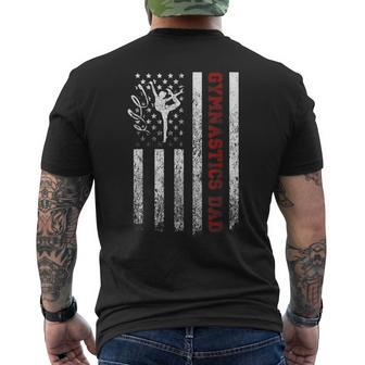 Proud Gymnastics Dad American Flag Cool Usa Patriotic Men's T-shirt Back Print - Thegiftio UK