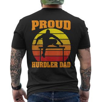 Proud Hurdler Dad Vintage Retro Sunset Track And Field Son Men's T-shirt Back Print - Seseable