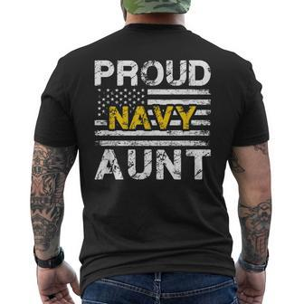 Proud Navy Aunt Us Flag Family Military Appreciation Graphic Mens Back Print T-shirt | Mazezy