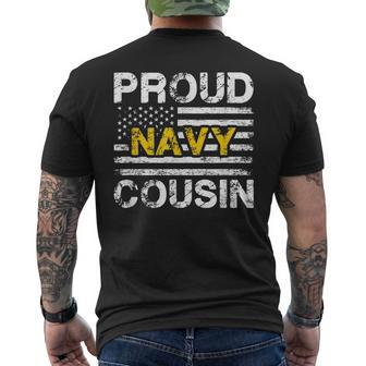 Proud Navy Cousin Us Flag Family Military Appreciation Gifts Mens Back Print T-shirt | Mazezy