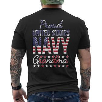 Proud Navy Grandma Us Flag Family Men's Back Print T-shirt | Mazezy