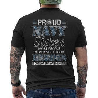 Proud Navy Sister Us Military Family Mens Back Print T-shirt | Mazezy