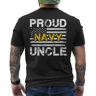 Proud Navy Uncle Us Flag - Military Family Appreciation Men's T-shirt Back Print - Seseable