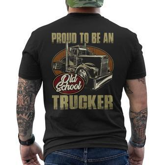 Proud To Be An Old School Trucker Men's T-shirt Back Print - Seseable