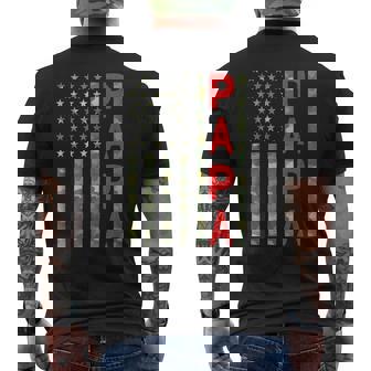 Proud Papa Camouflage American Flag Camo Fathers Day Men's Back Print T-shirt