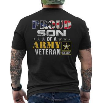 Proud Son Of A Army Veteran American Flag Military Men's T-shirt Back Print - Seseable
