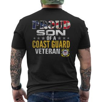 Proud Son Of A Coast Guard Veteran American Flag Military Men's T-shirt Back Print - Seseable