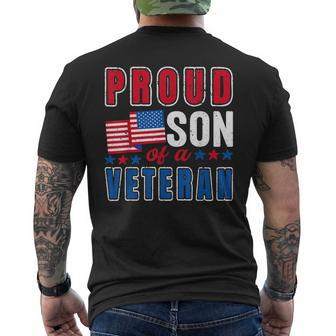 Proud Son Of A Veteran Patriotic Veterans Day Usa Flag Men's T-shirt Back Print - Seseable