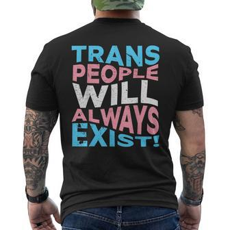 Proud Trans People Will Always Exist Transgender Flag Pride Men's T-shirt Back Print - Thegiftio UK