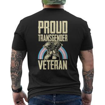 Proud Transgender Veteran Pride Month Veterans Day Soldier Men's T-shirt Back Print - Seseable