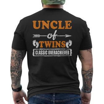 Mens Proud Uncle Of Twins Fathers Day Men's Back Print T-shirt | Mazezy