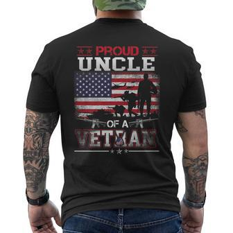 Proud Uncle Of A Veteran Vintage Flag Military Veterans Day Men's T-shirt Back Print - Seseable