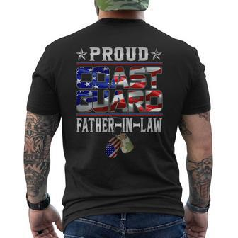 Proud Us Coast Guard Father-In-Law Dog Tags Military Family Men's T-shirt Back Print - Seseable
