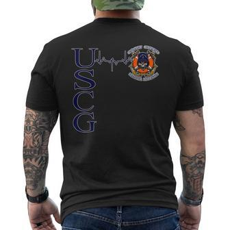 Proud Us Coast Guard Military Pride - Coast Guard Heartbeat Men's T-shirt Back Print - Seseable