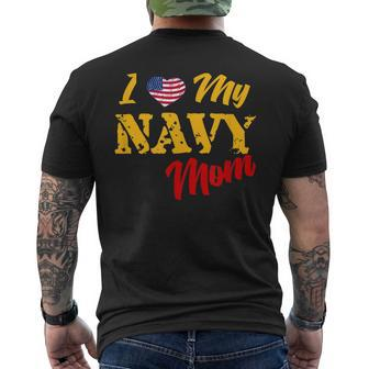 Proud Us Navy Mom American Military Family Son Daughter Mens Back Print T-shirt | Mazezy