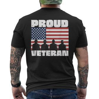 Proud Veteran Usa American Flag America Service Honor Men's T-shirt Back Print - Seseable