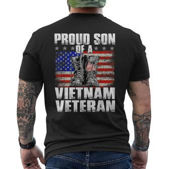 Proud Vietnam Veteran Son - Vintages American Flag Men's T-shirt Back Print - Seseable
