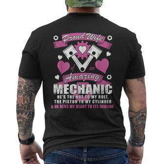 Proud Wife Of Mechanic Mens Back Print T-shirt | Mazezy DE