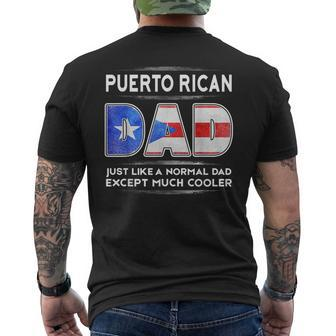 Mens Puerto Rican Dad Is Much Cooler Fathers Day Flag Men's Back Print T-shirt | Mazezy CA