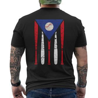 Puerto Rico Baseball Inspired By Puerto Rican Flag Vintage Men's T-shirt Back Print - Seseable