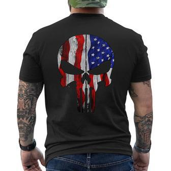 Punisher Skull Military American Flag Us Mens Back Print T-shirt | Mazezy