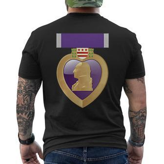 Purple Heart Award Combat Wounded Men's T-shirt Back Print - Seseable