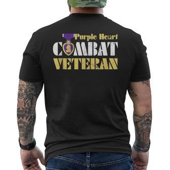 Purple Heart Combat Veteran Purple Heart Day Us Military Men's T-shirt Back Print - Seseable