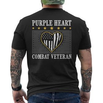 Purple Heart Combat Veteran Military Veteran Men's T-shirt Back Print - Seseable