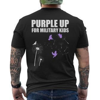 Purple Up For Military Kids Child Dandelion Month Military Mens Back Print T-shirt | Mazezy