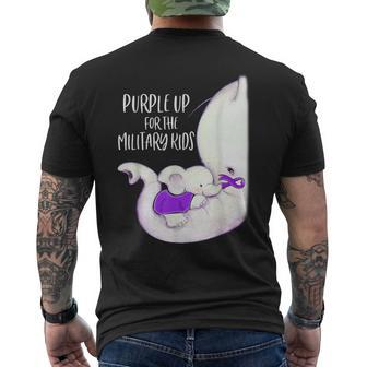 Purple Up For The Military Kids Month Funny Elephant Ribbon Mens Back Print T-shirt | Mazezy