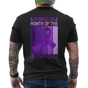 Purple Up Month Of The Military Child Month Ribbon Mens Back Print T-shirt | Mazezy