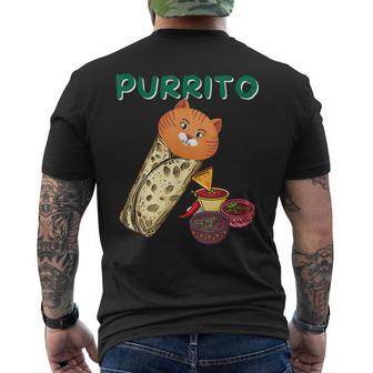 Purrito Cat In A Burrito - Cat Lover Mexican Food Kitty Men's T-shirt Back Print - Seseable