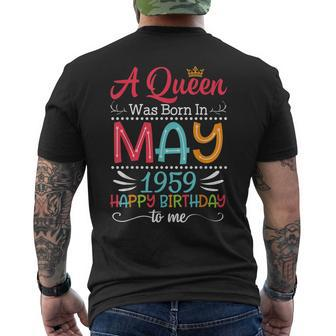 A Queen Was Born In May 1959 Happy Birthday 64 Years To Me Men's T-shirt Back Print - Thegiftio UK