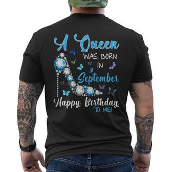 A Queen Was Born In September Happy Birthday To Me Shirt Men's Back Print T-shirt | Mazezy