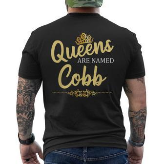 Queens Are Named Cobb Gift Surname Funny Birthday Reunion Mens Back Print T-shirt - Seseable