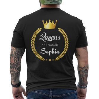 Queens Are Named Sophia Mens Back Print T-shirt - Seseable