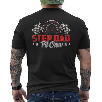 Race Car Birthday Party Racing Family Step Dad Pit Crew Mens Back Print T-shirt