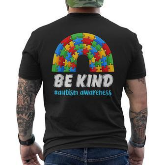 Rainbow Puzzle Autism Support Be Kind Autism Awareness Men's Back Print T-shirt | Mazezy