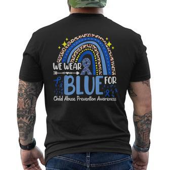 Rainbow We Wear Blue Child Abuse Prevention Month Awareness Men's Back Print T-shirt | Mazezy