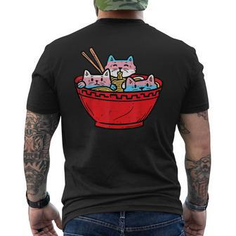 Ramen Cats Transgender Trans Pride Flag Japanese Noodle Food Men's Back Print T-shirt | Mazezy