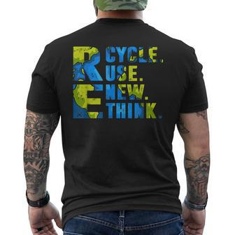 Recycle Reuse Renew Rethink For Earths Day 2023 World Map Men's Back Print T-shirt | Mazezy