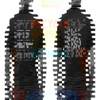 Recycle Reuse Renew Rethink Retro Vintage Earth Day 2023 Men's Back Print T-shirt | Mazezy