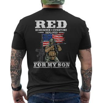 Red Friday Remember Everyone Deployed For My Son Usa Flag Men's T-shirt Back Print - Seseable